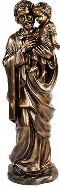Saint Joseph with Child Statue Bronze Patina Finish
